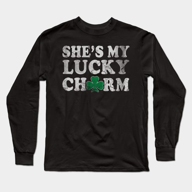 She's My Lucky Charm St Patrick's Day Matching Couples Long Sleeve T-Shirt by E